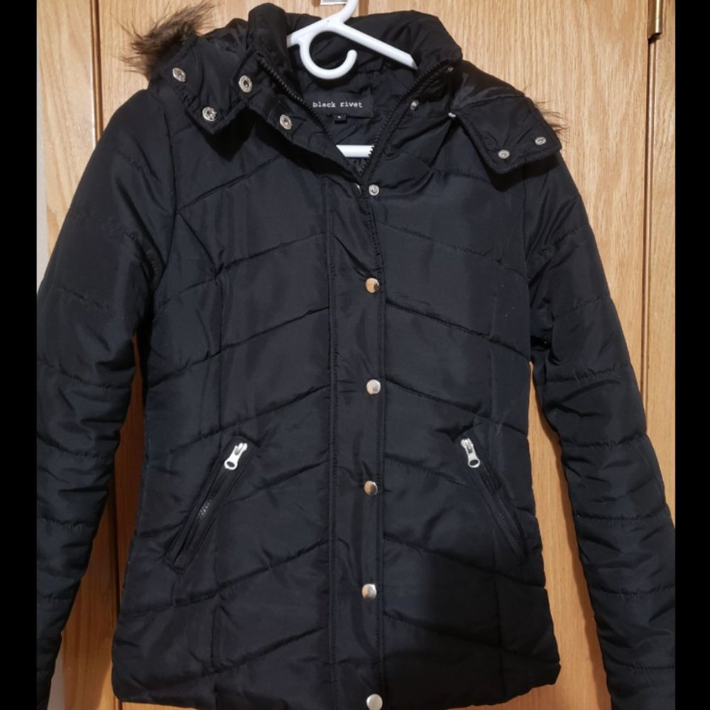 Black Rivet winter jacket - Picture 2 of 6